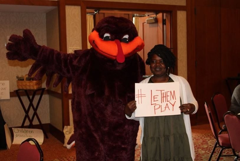 Hokie Bird and teachers advocate for the value of play-based curriculum and learning in early childhood education